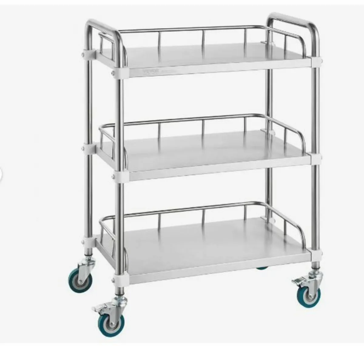 Lab Rolling Cart, 3-Shelf Stainless Steel - Image 1