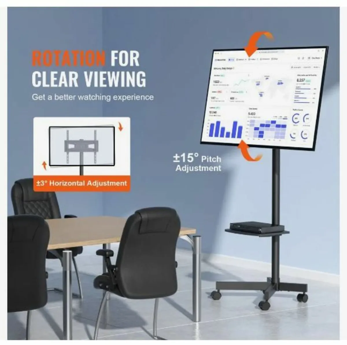 Mobile TV Stand, Mobile TV Cart - Image 3