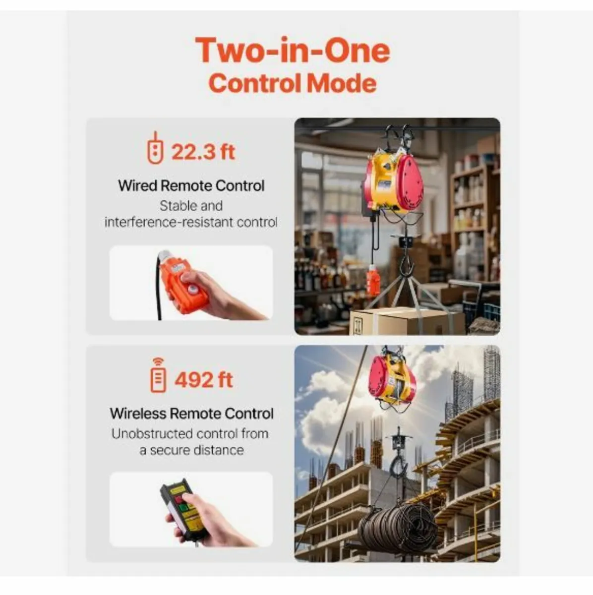 2-in-1 Electric Hoist Winch, 1100 lbs Capacity - Image 3