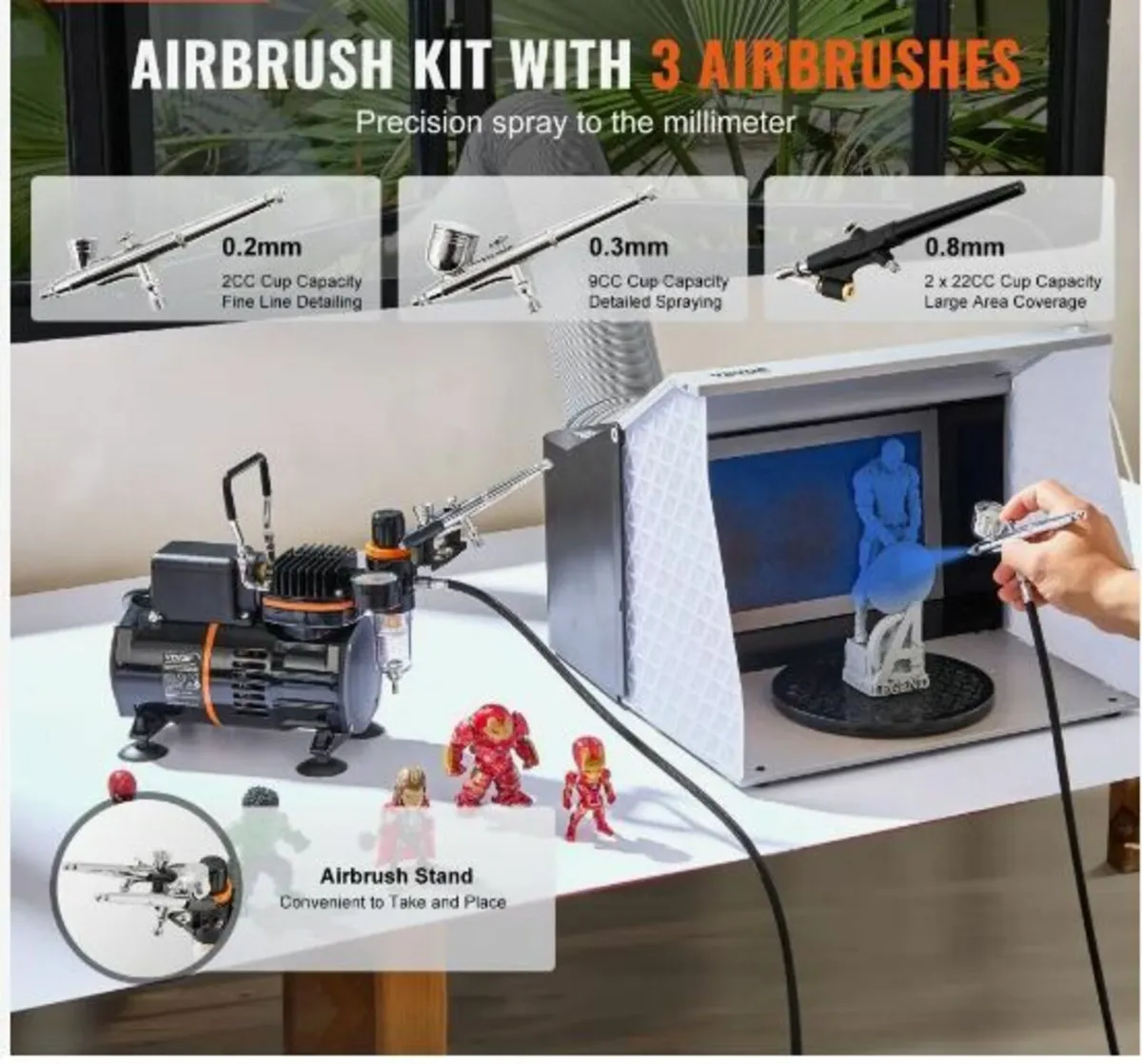 Airbrush Kit, Dual Fan Air Compressor - Image 4