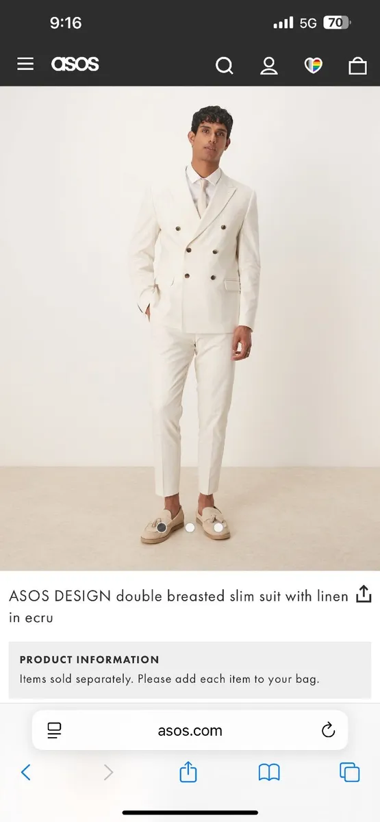 ASOS White Double Breast Suit - Image 1