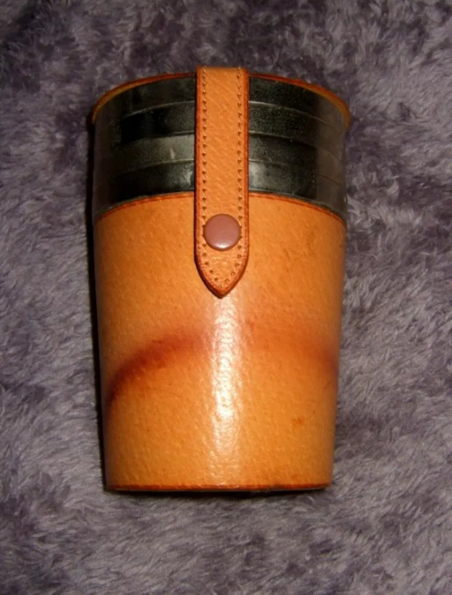 Vintage Harrods Stirrup Cups & Leather Case - Image 4