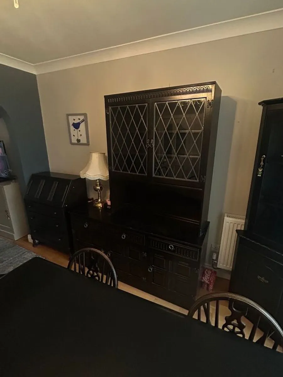 Black Priory Oak cabinet and display unit - Image 2