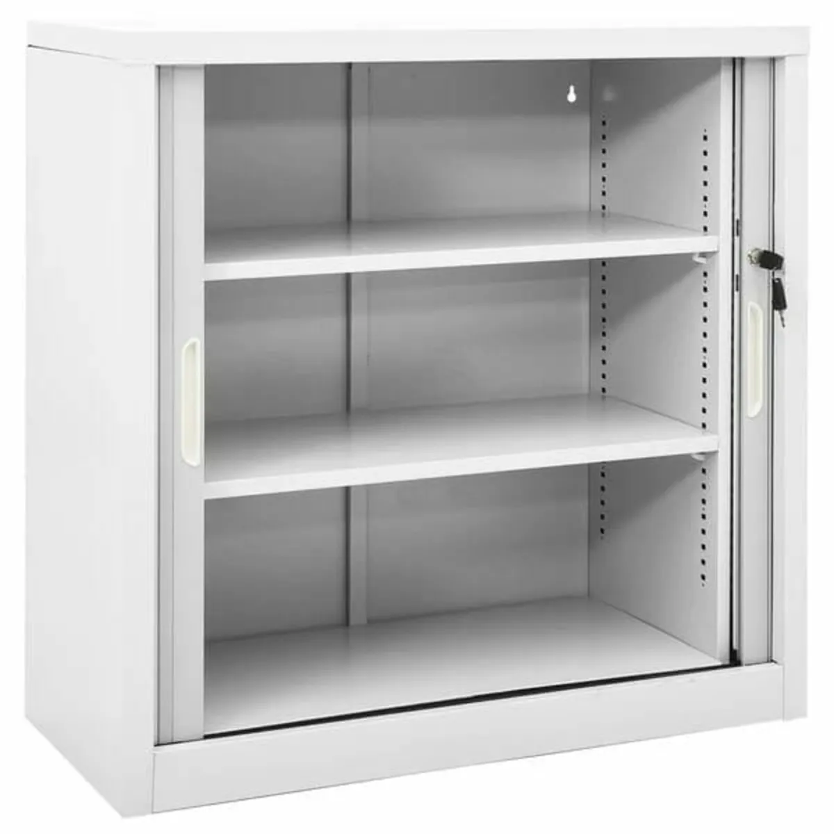 Sliding Door Cabinet Grey 90x40x90 cm Steel - Image 4