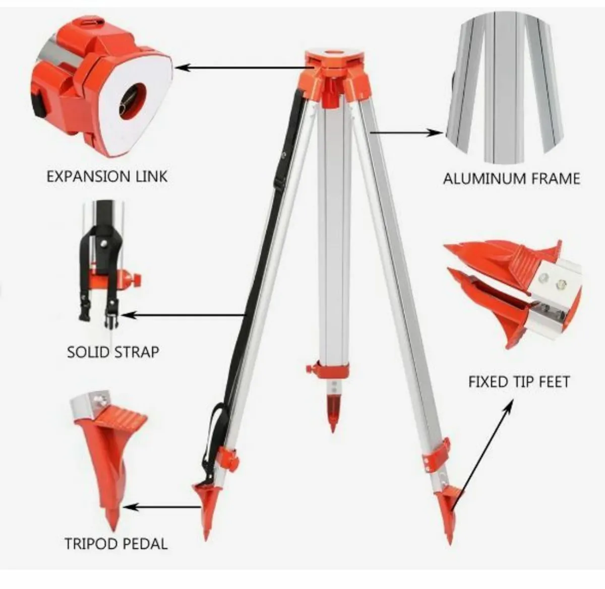 1.65M Aluminum Tripod + 5M 5 Section Dumpy Laser - Image 2