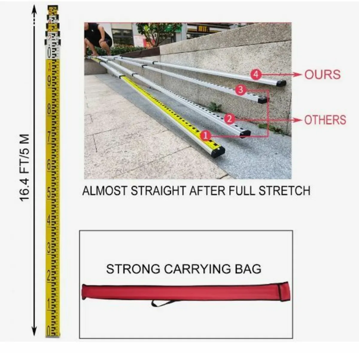 1.65M Aluminum Tripod + 5M 5 Section Dumpy Laser - Image 3