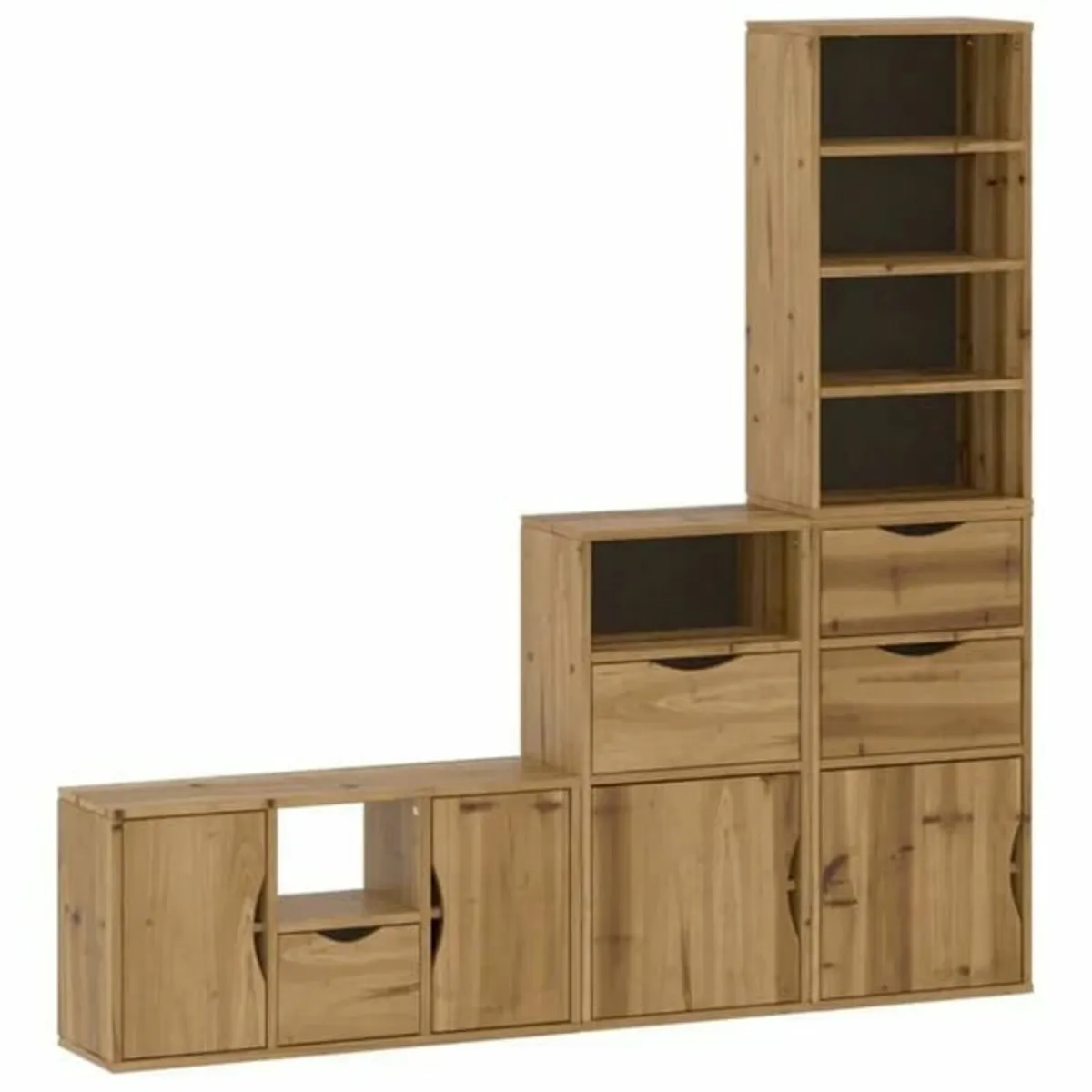 4 Piece TV Units with Storage ODDA Solid Wood Pine - Image 4