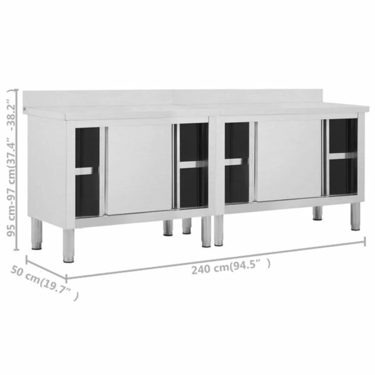 Work Tables with Sliding Doors 2pcs 240x50x(95-97) - Image 3