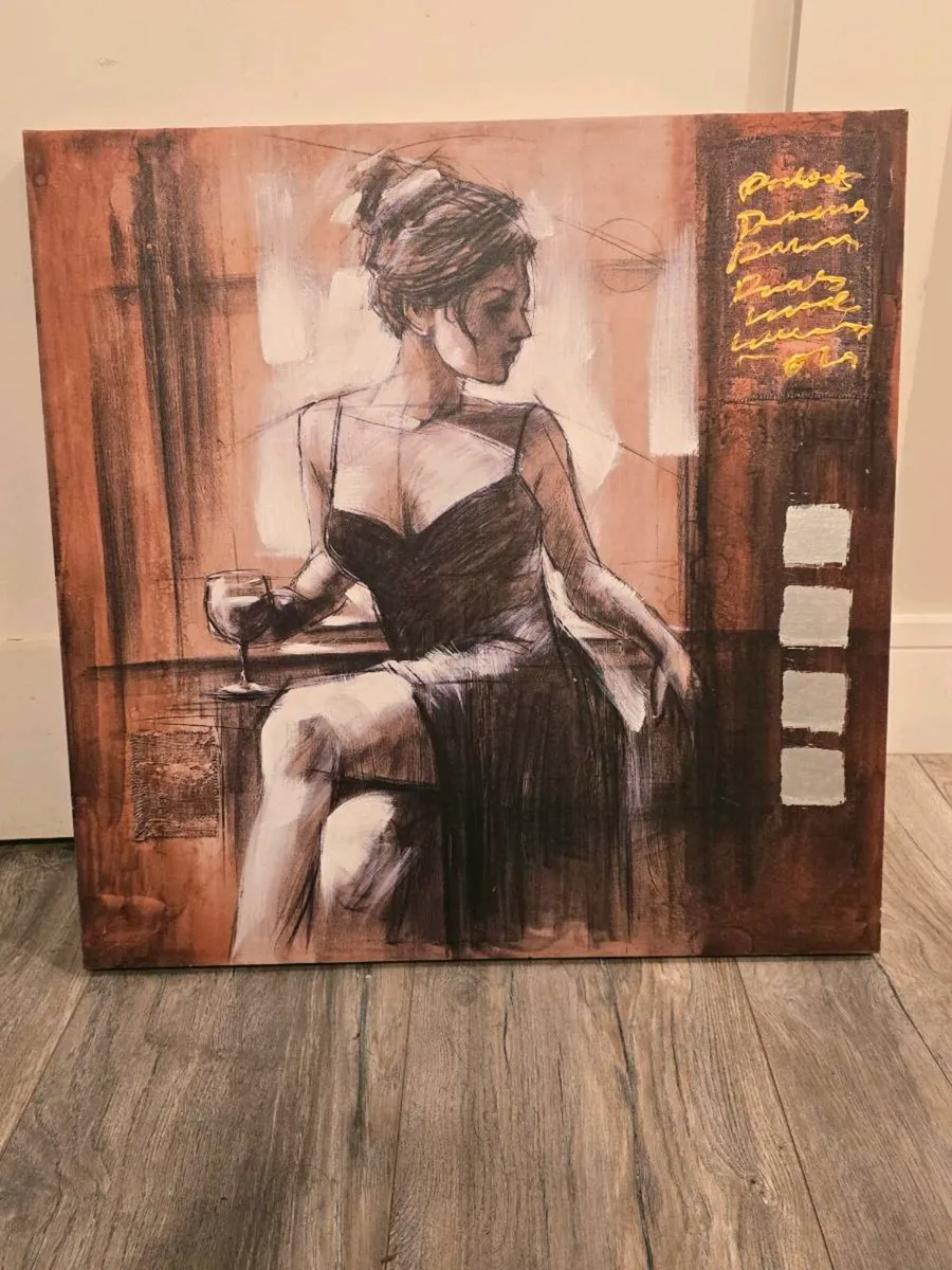Lady with wine  🍷 wall canvas - Image 1