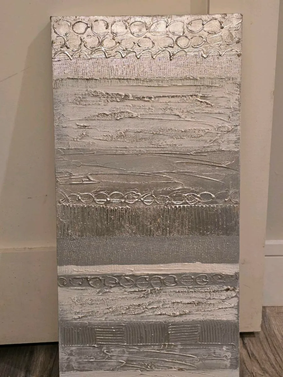 Silver/grey/white abstract wall canvas - Image 1