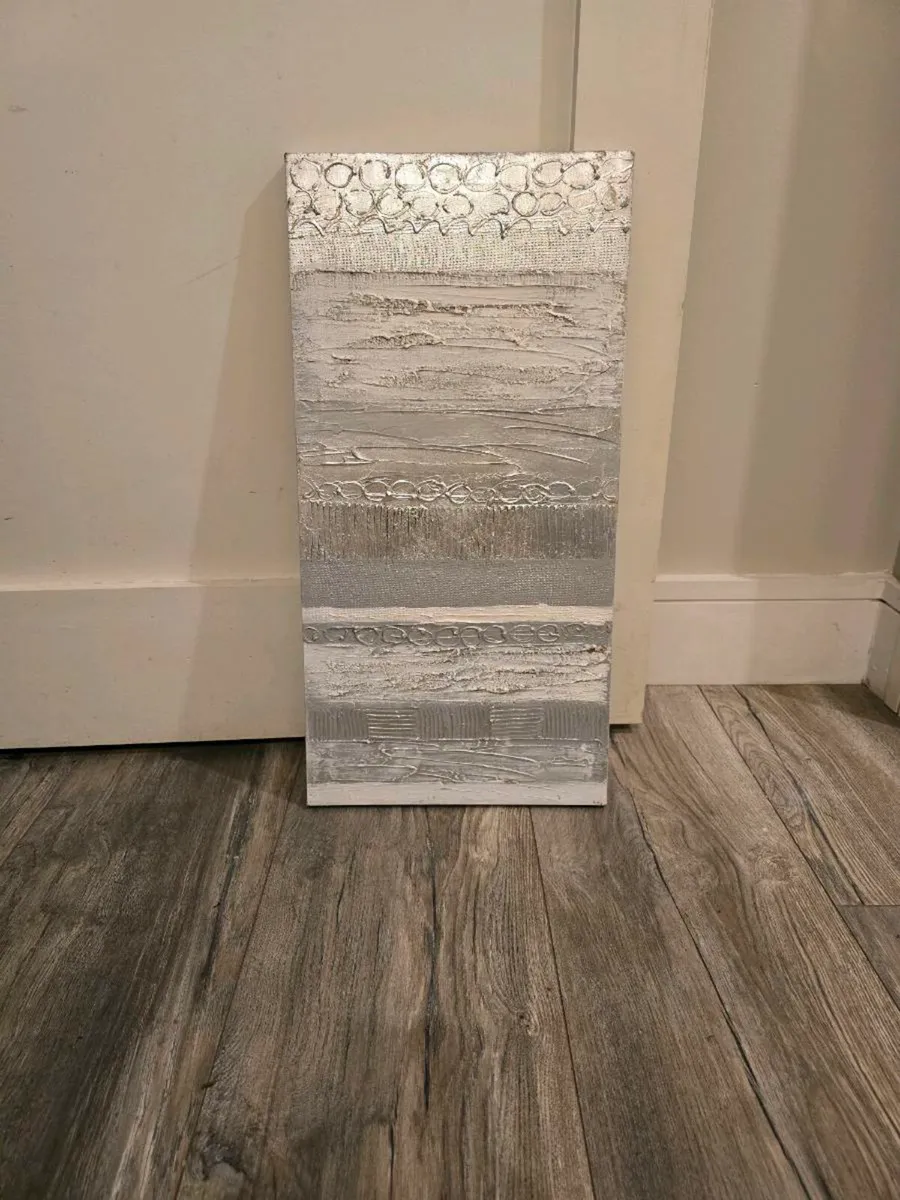 Silver/grey/white abstract wall canvas - Image 2