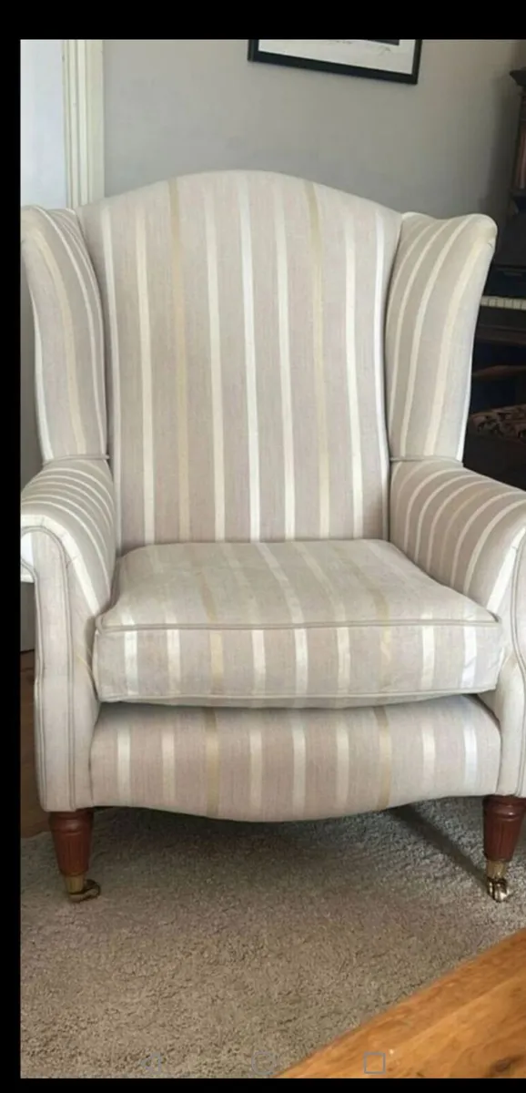 Laura Ashley Wing Chair - Front Brass Castors - Image 1