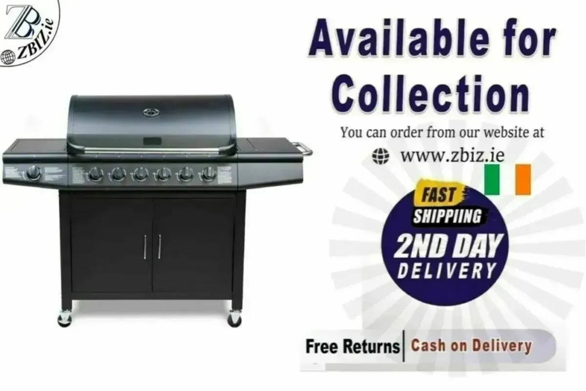 Pro Deluxe Gas Grill 6+1 Burners with Side Rack - Image 1