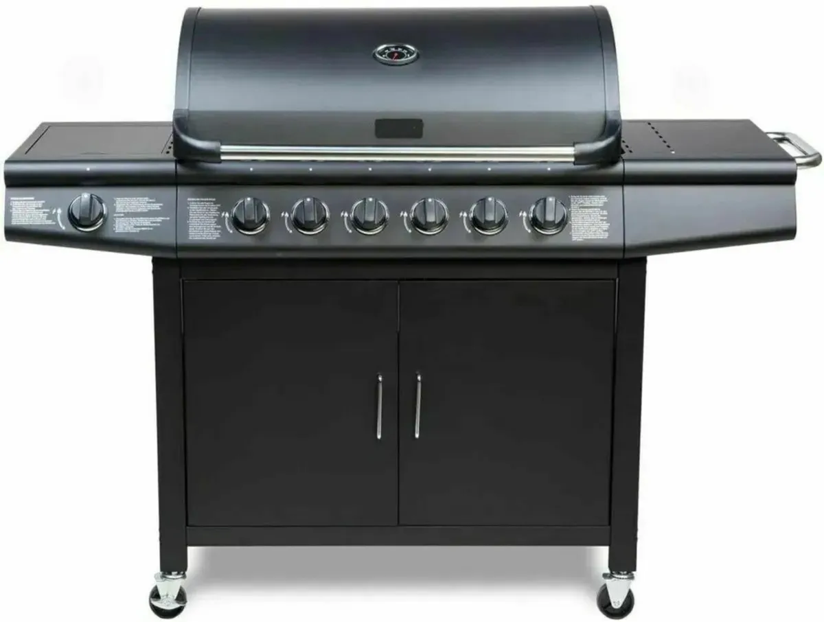 Pro Deluxe Gas Grill 6+1 Burners with Side Rack - Image 2