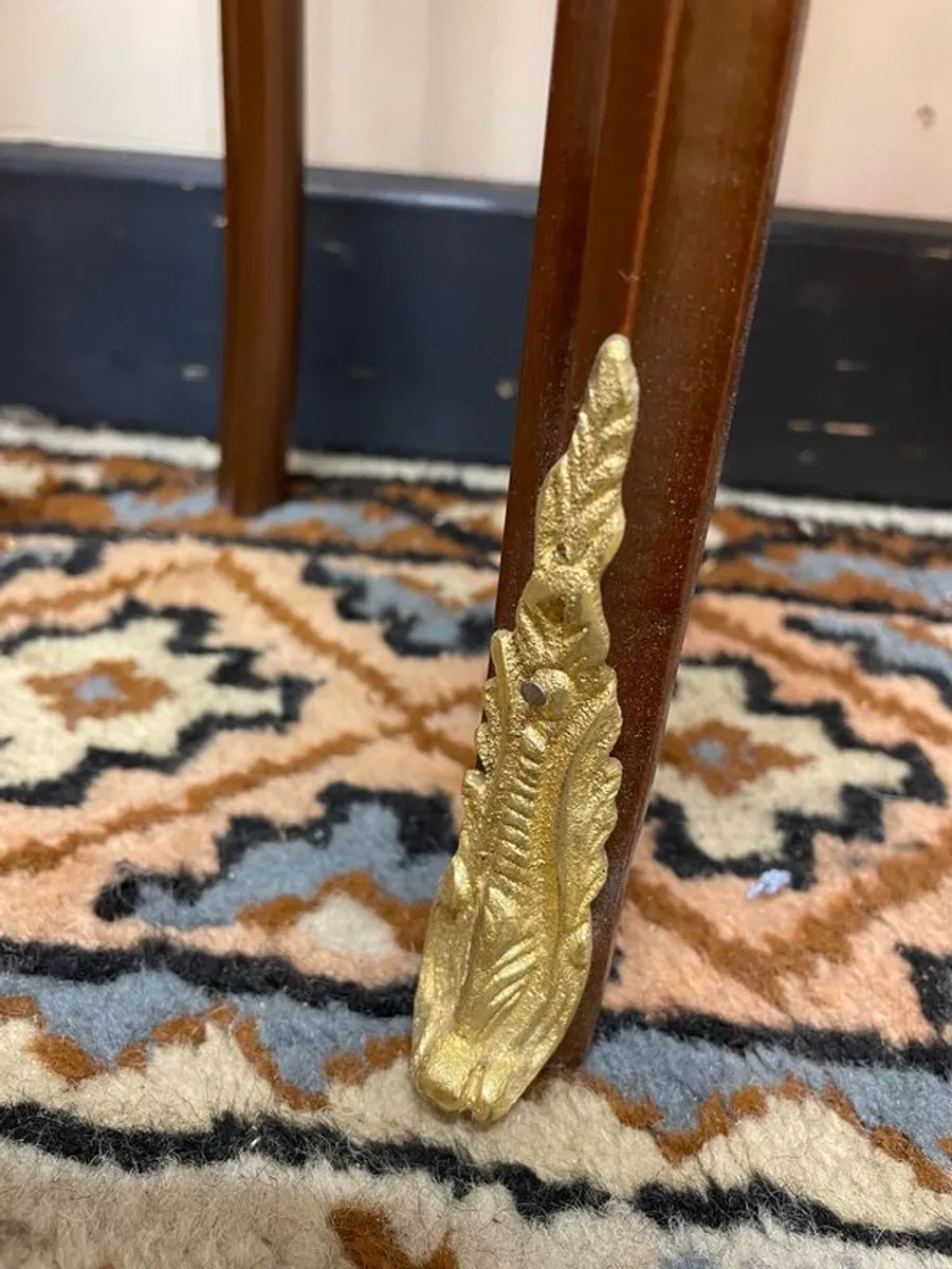 Beautiful Pair of Half-Moon Veneer and Brass Decorated Lockers / Nightstands - Image 4