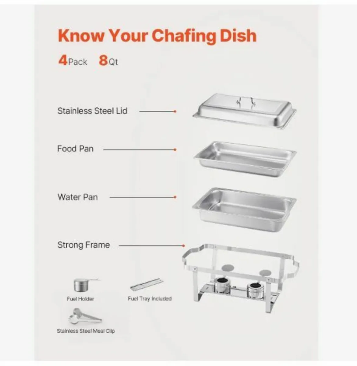 Chafing Dish Buffet Set, 8 Qt 4 Pack - Image 3