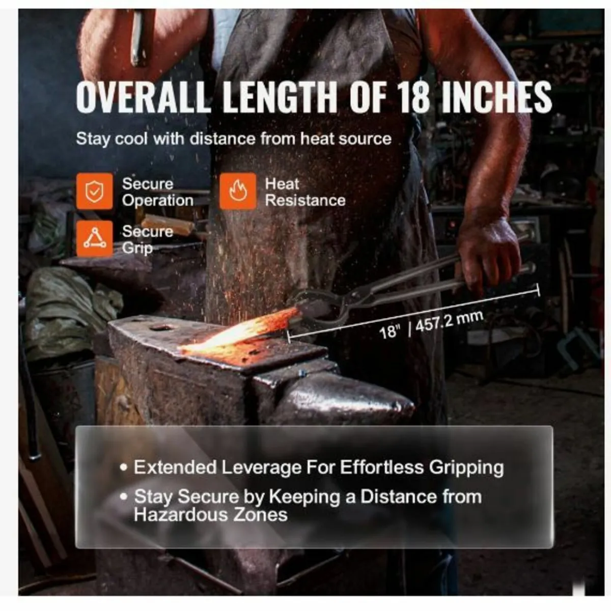 Blacksmith Tongs, 45.7 cm 4 PCS - Image 2