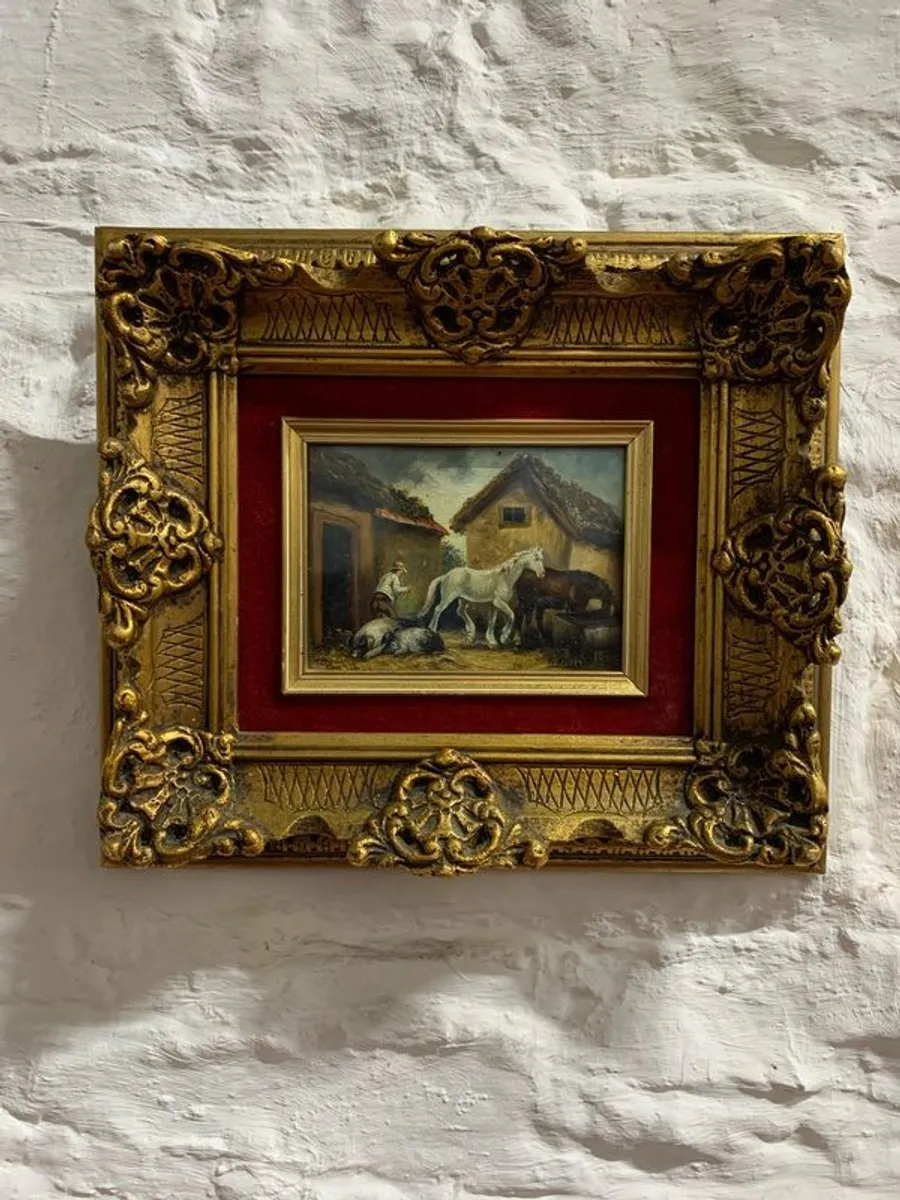 Original signed oil painting in a gilt frame under glass. - Image 1