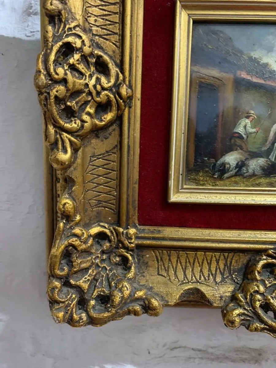 Original signed oil painting in a gilt frame under glass. - Image 3