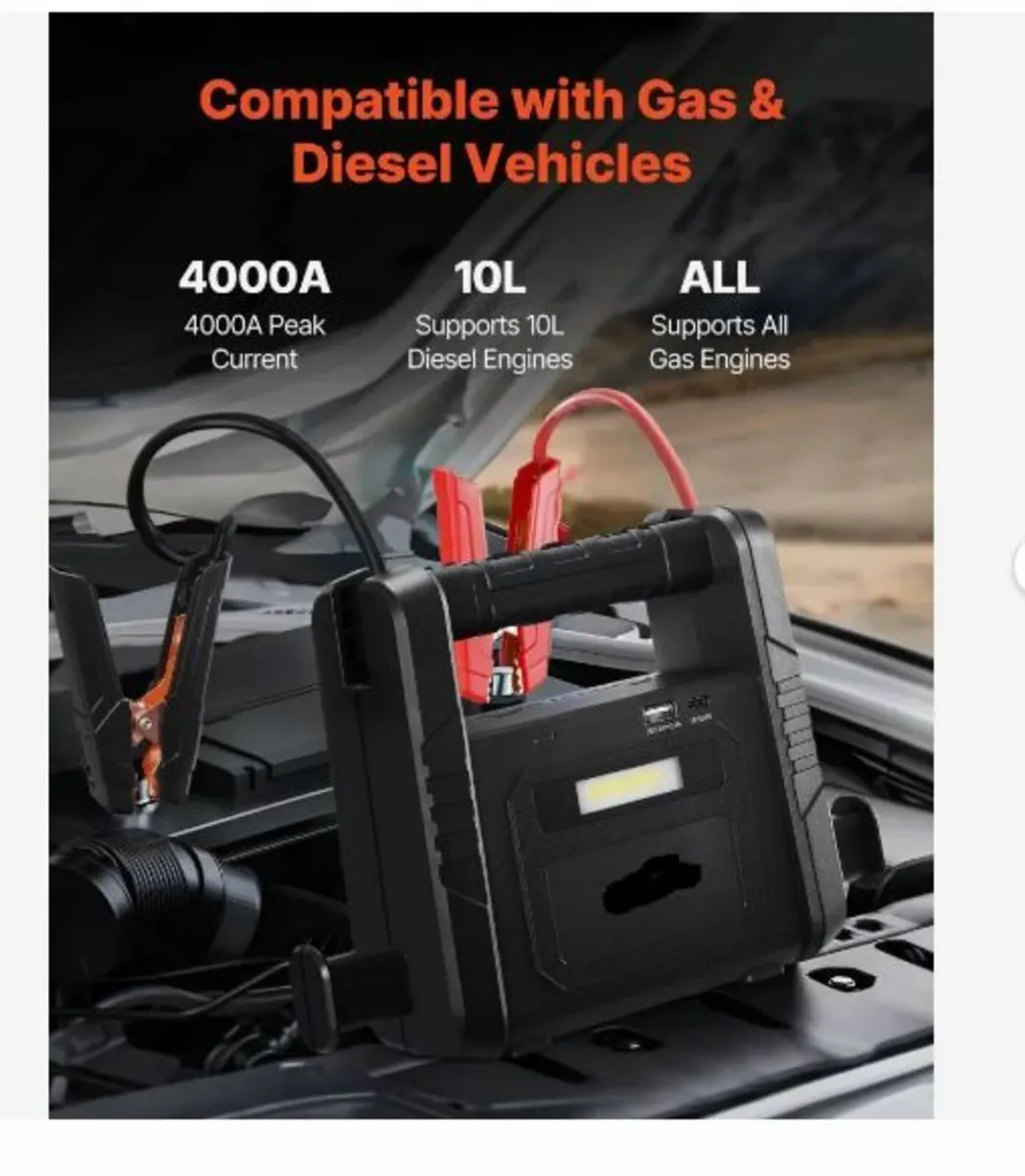 Jump Starter, 4000A Peak, Car Battery - Image 2