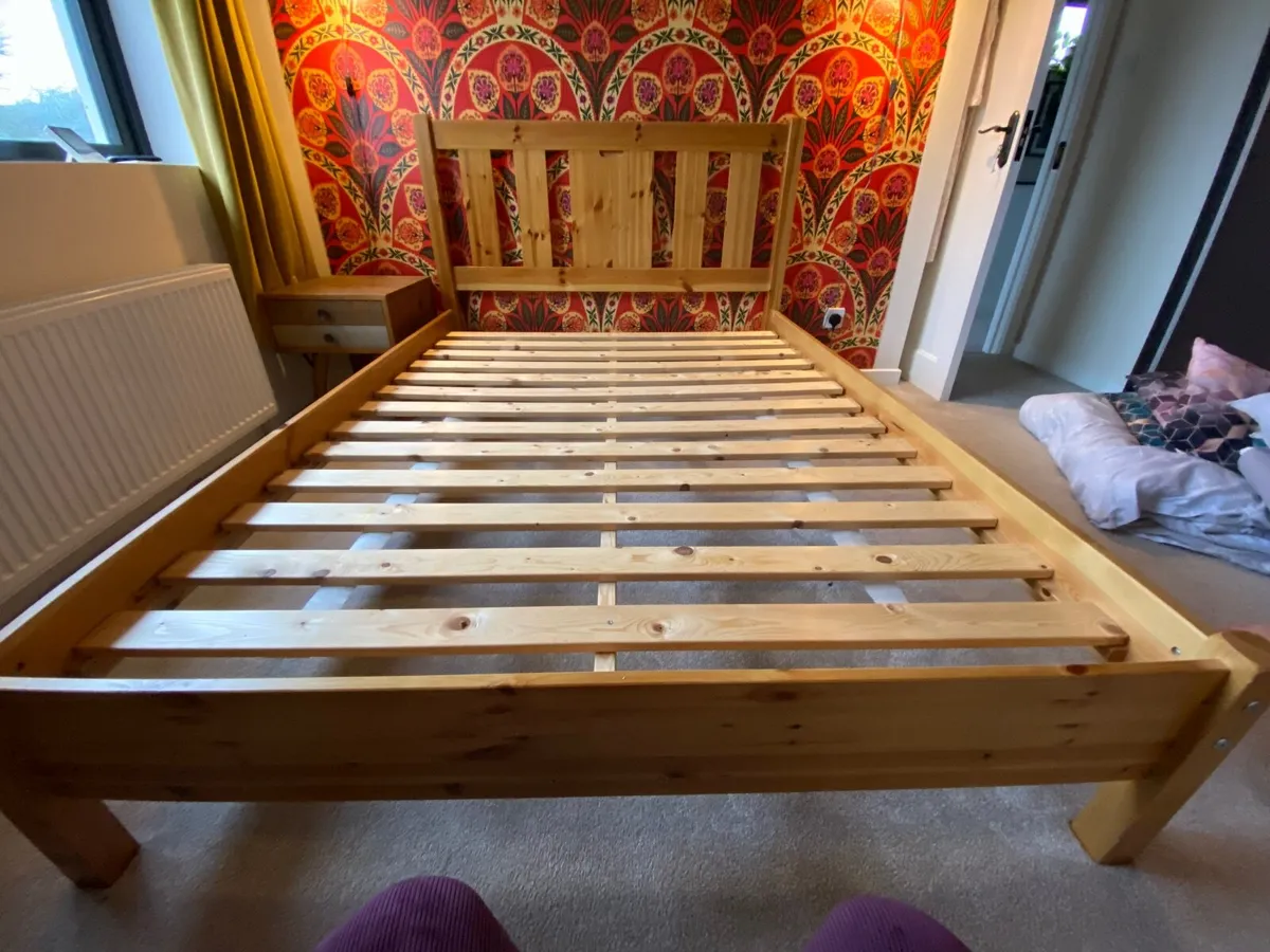 Double bed frame solid wood - Image 2