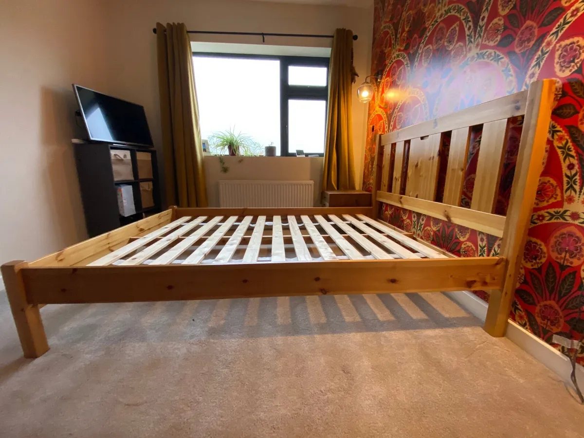 Double bed frame solid wood - Image 3