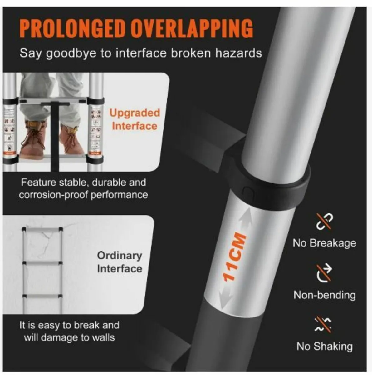 Telescoping Ladder Aluminum Extension Step 381 cm - Image 2