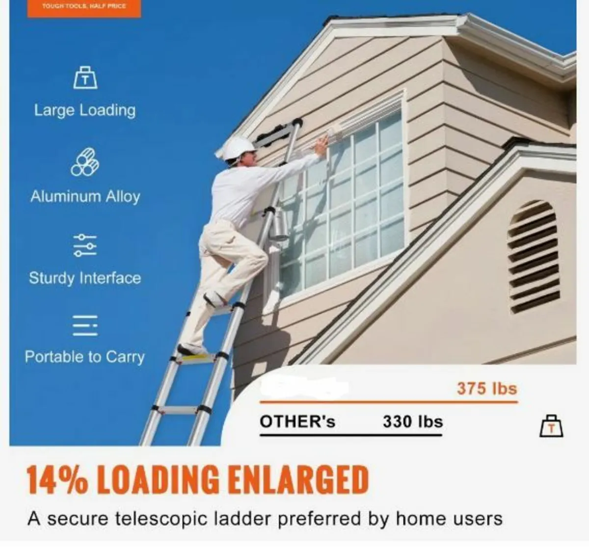 Telescoping Ladder Aluminum Extension Step 381 cm - Image 3