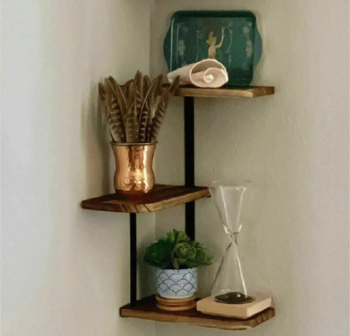 3 Tier Corner Shelf Modern Floating Wall Shelves - Image 1