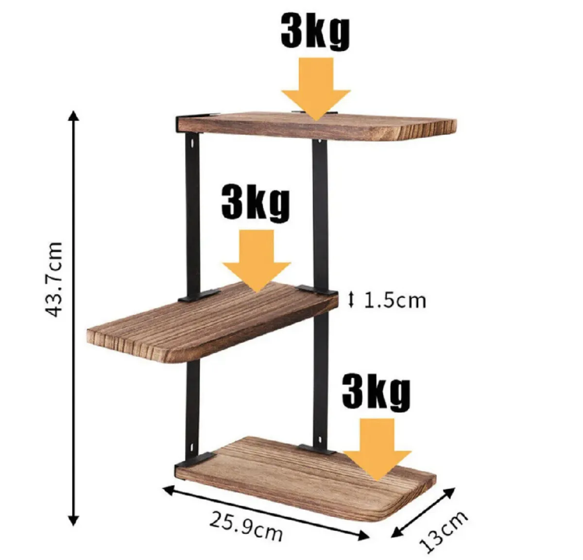 3 Tier Corner Shelf Modern Floating Wall Shelves - Image 2