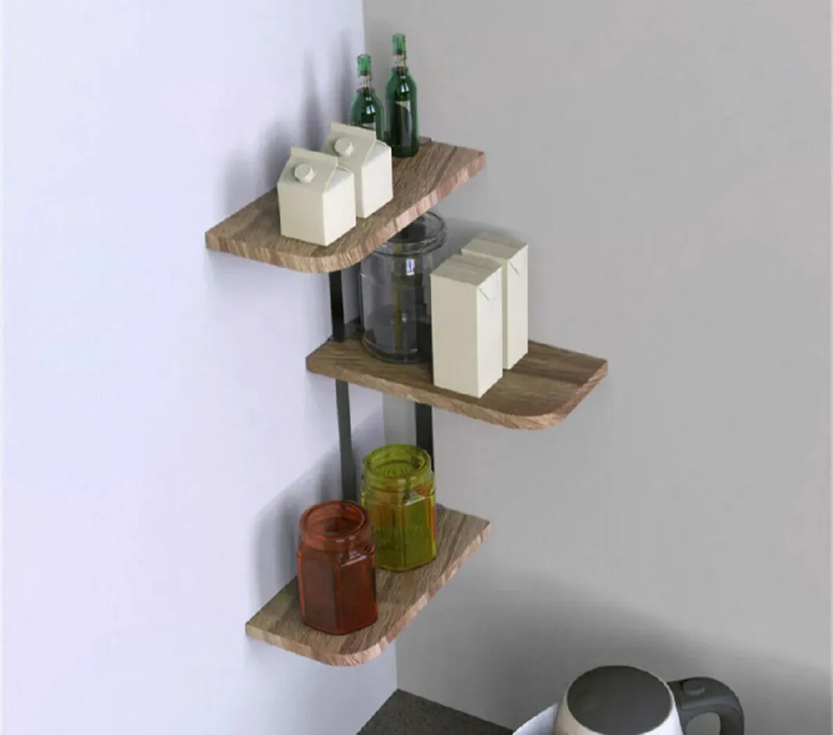 3 Tier Corner Shelf Modern Floating Wall Shelves - Image 3