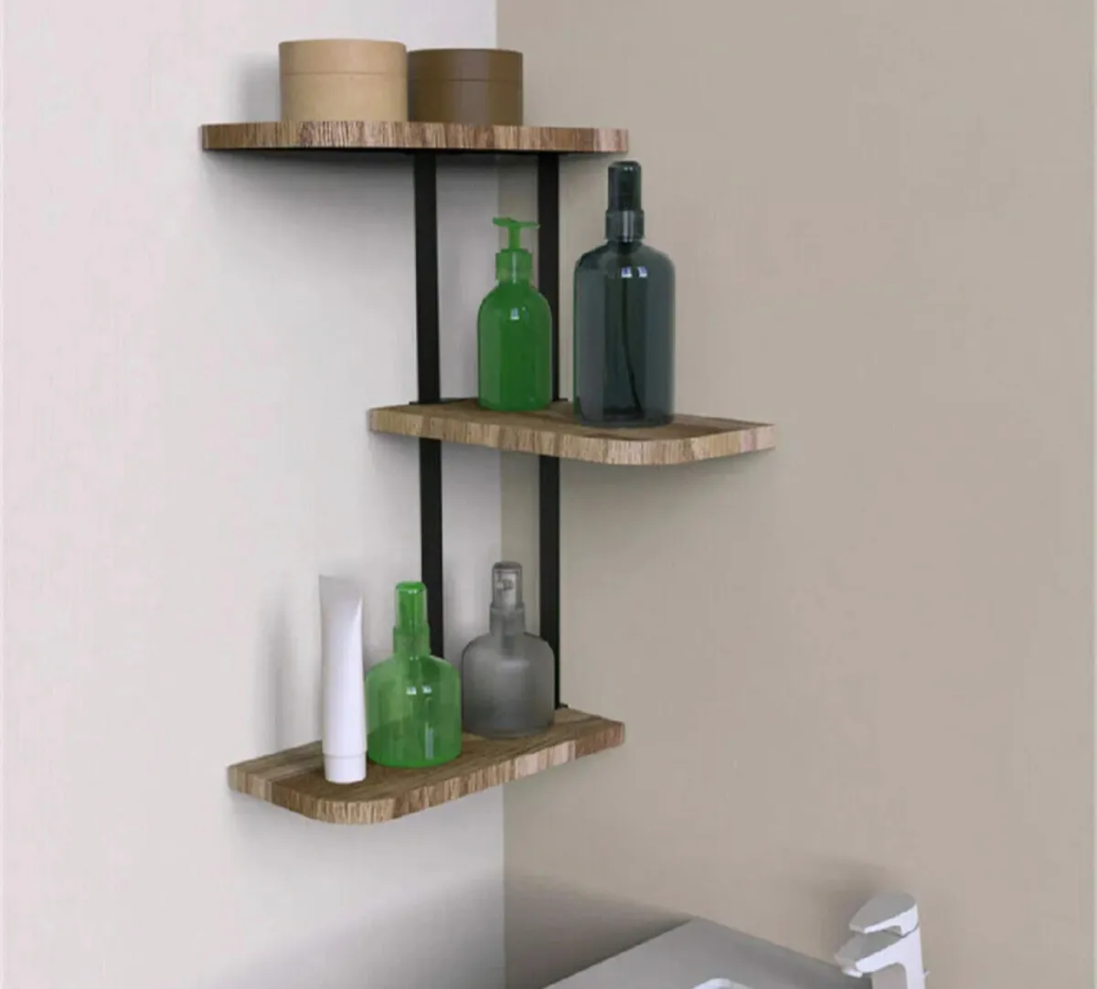 3 Tier Corner Shelf Modern Floating Wall Shelves - Image 4
