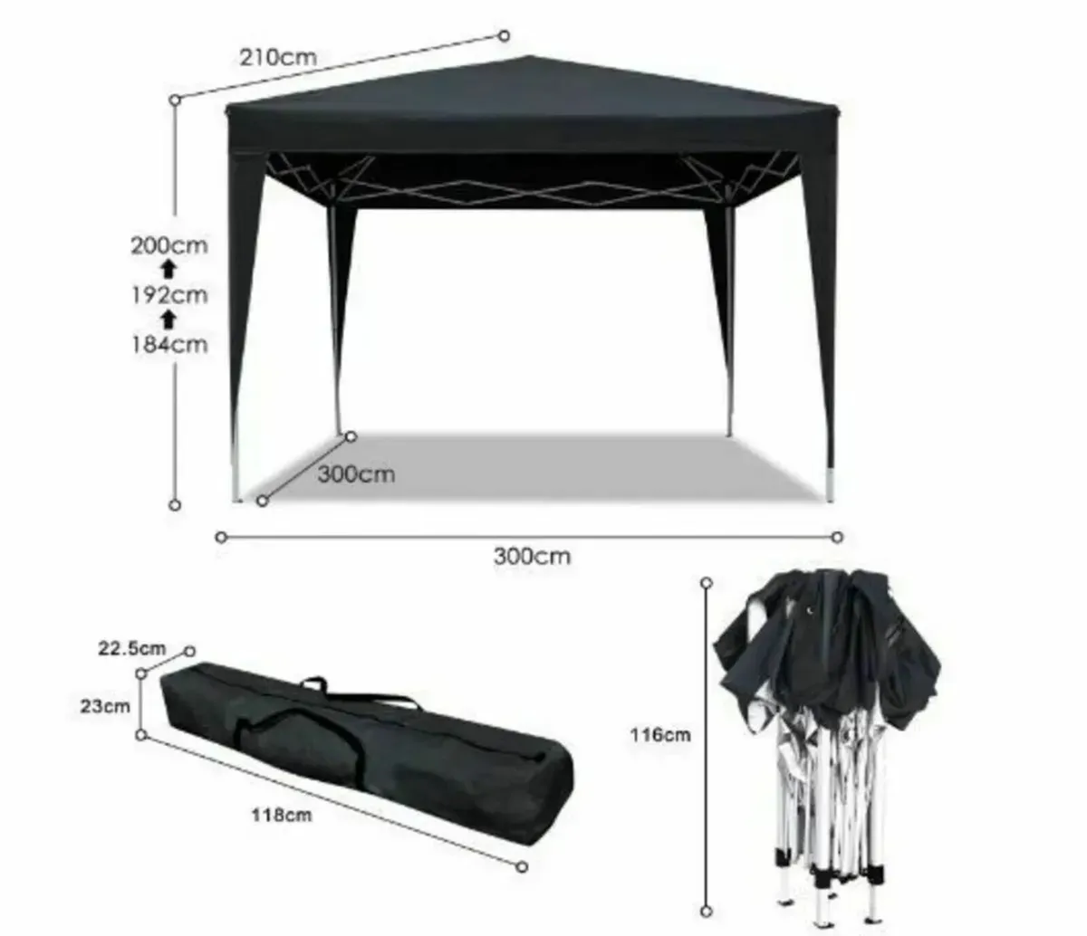 Gazebo 3x3m Waterproof Pop-Up Marquee Tent - Image 4