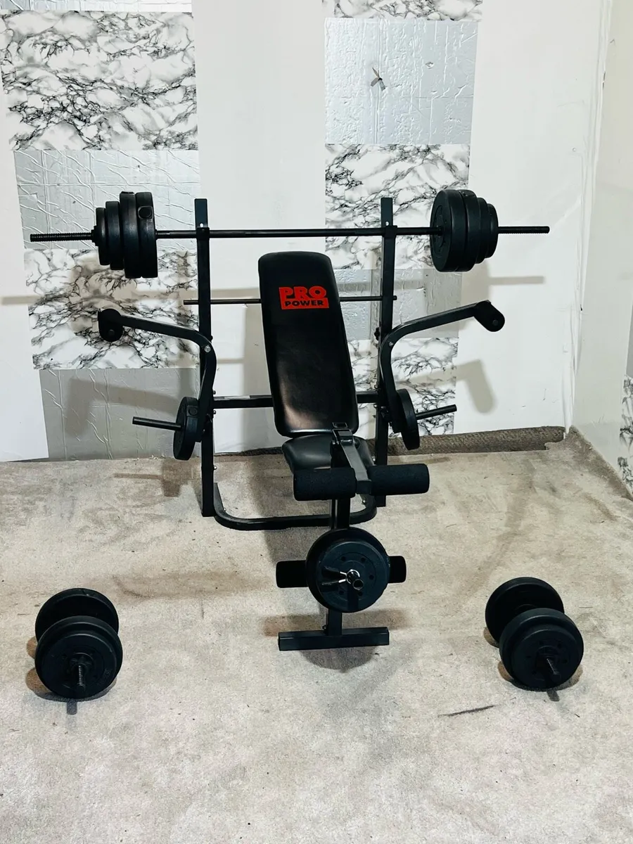 50KG WEIGHTS SET BENCH BARBELL DUMBBELLS - Image 1