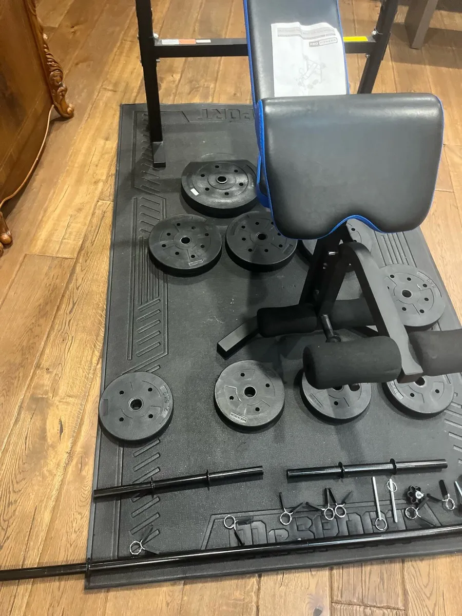 Bench barbell dumbbells and weights - Image 3