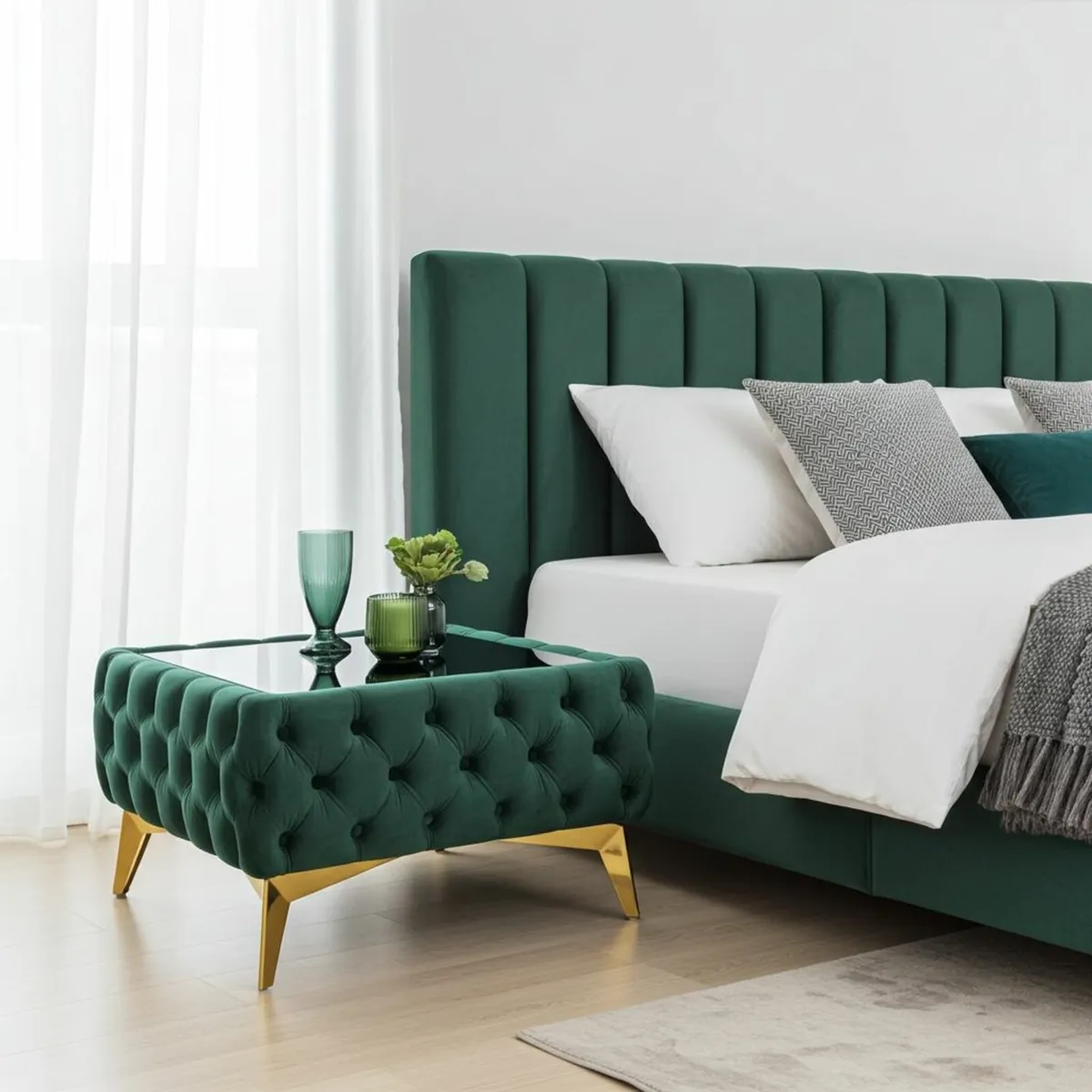 Luxury Velvet Chesterfield Coffee Table 63x63x35cm - Image 1