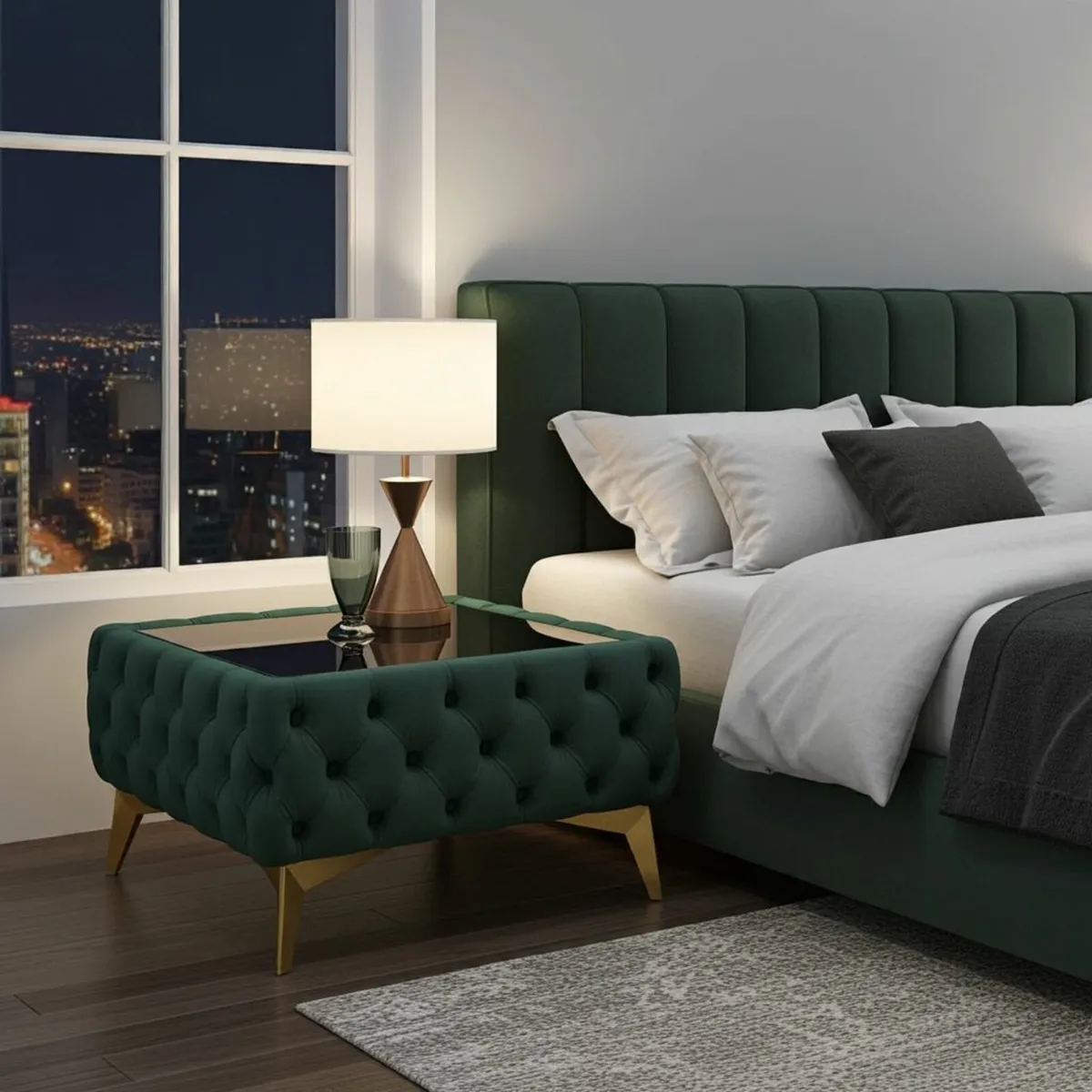 Luxury Velvet Chesterfield Coffee Table 63x63x35cm - Image 4