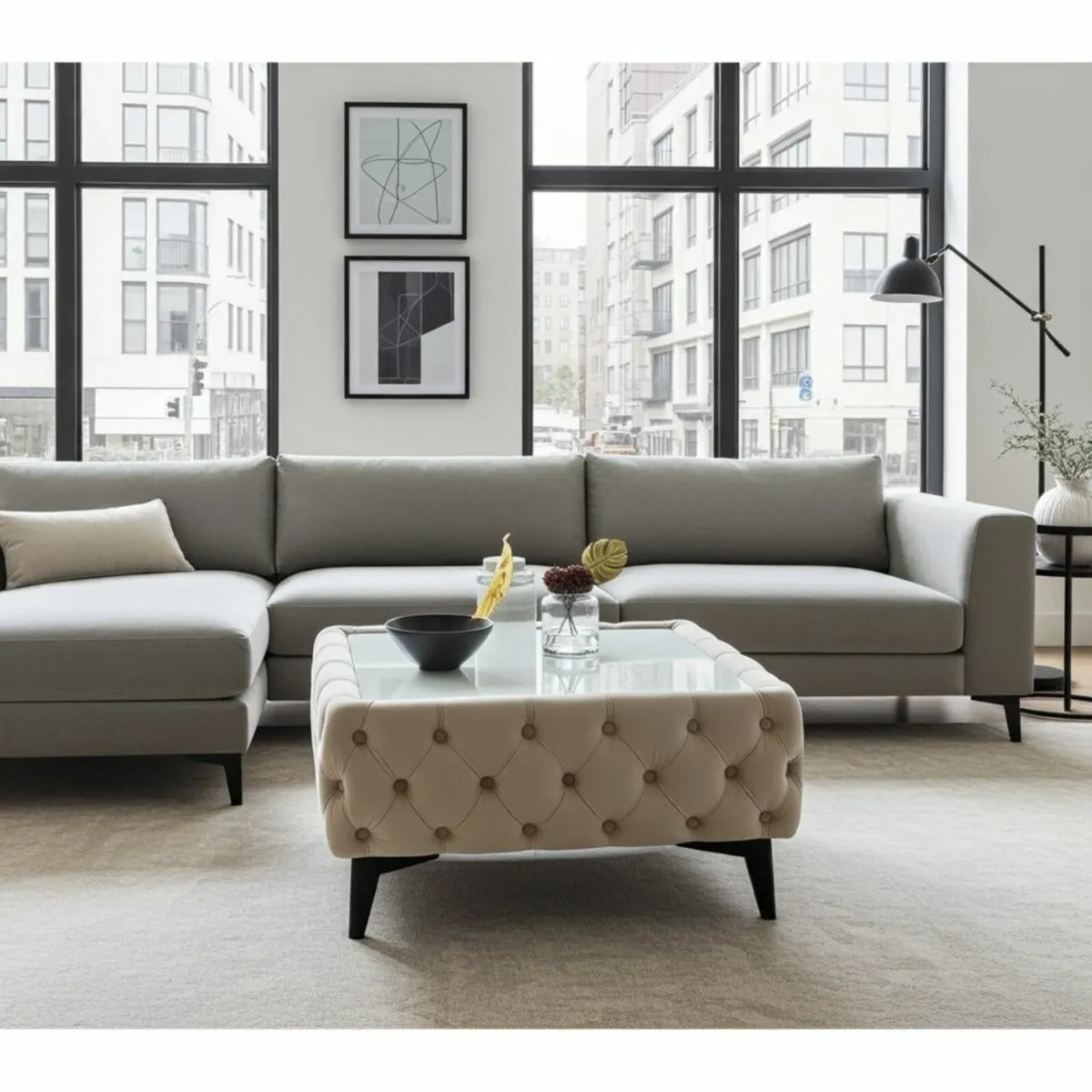 Luxury Velvet Chesterfield Coffee Table 63x63x35cm - Image 4