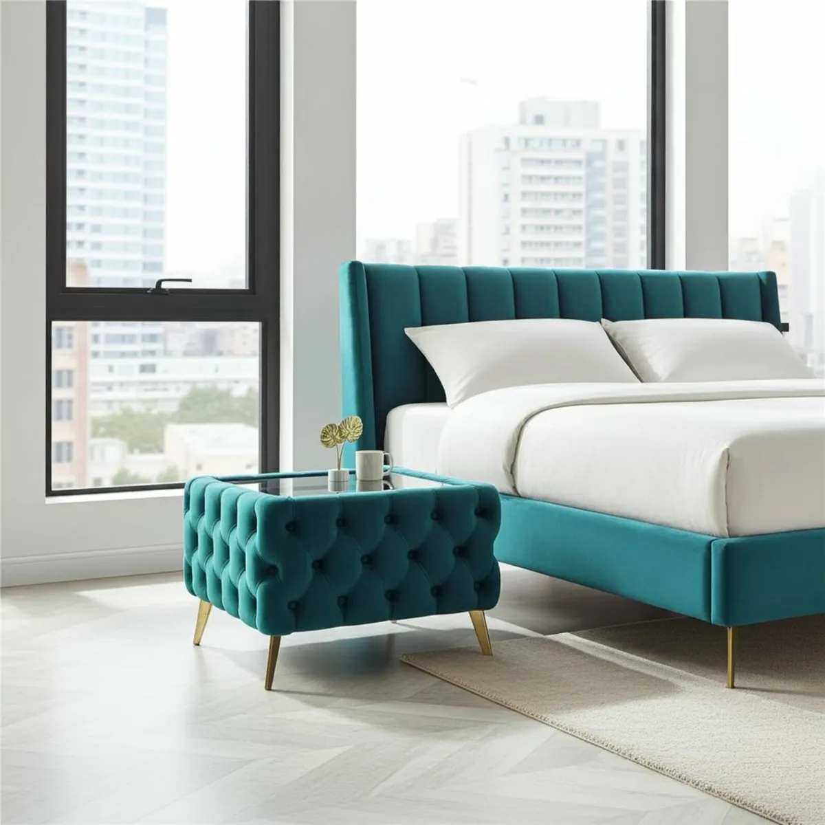 Square Coffee Table with Glass 63x63x45cm - Image 2