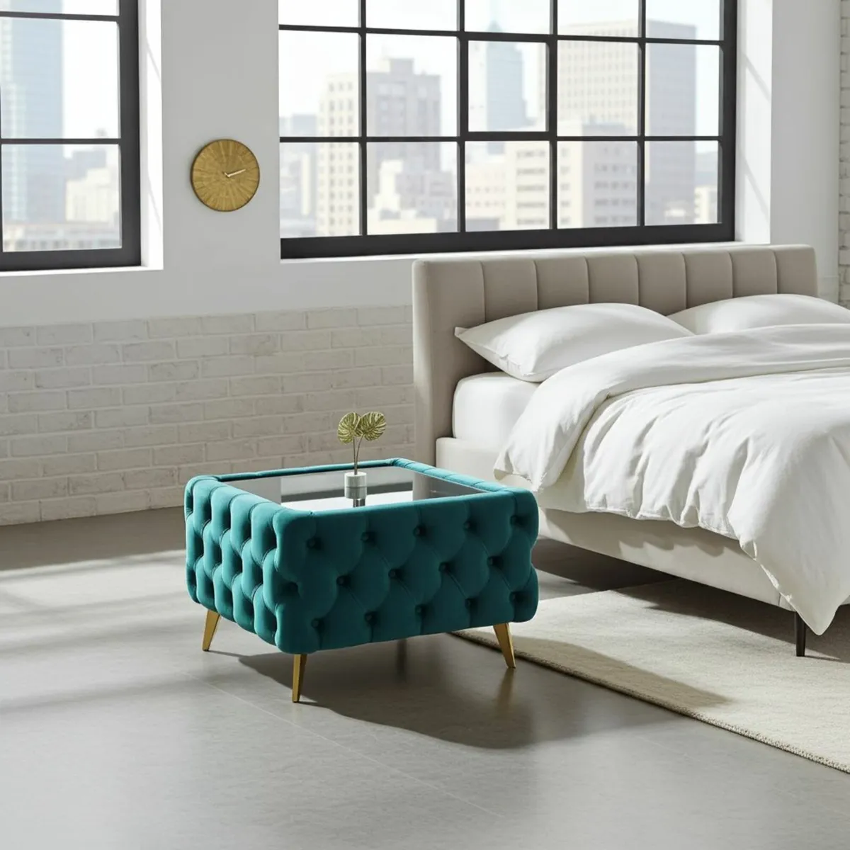 Square Coffee Table with Glass 63x63x45cm - Image 3