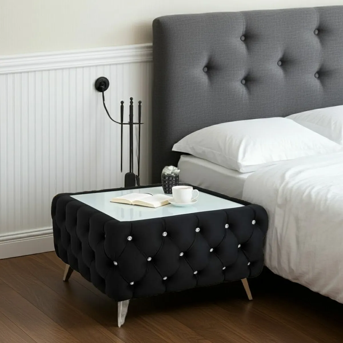 Coffee Table with Glass 63x63x45cm - Image 3