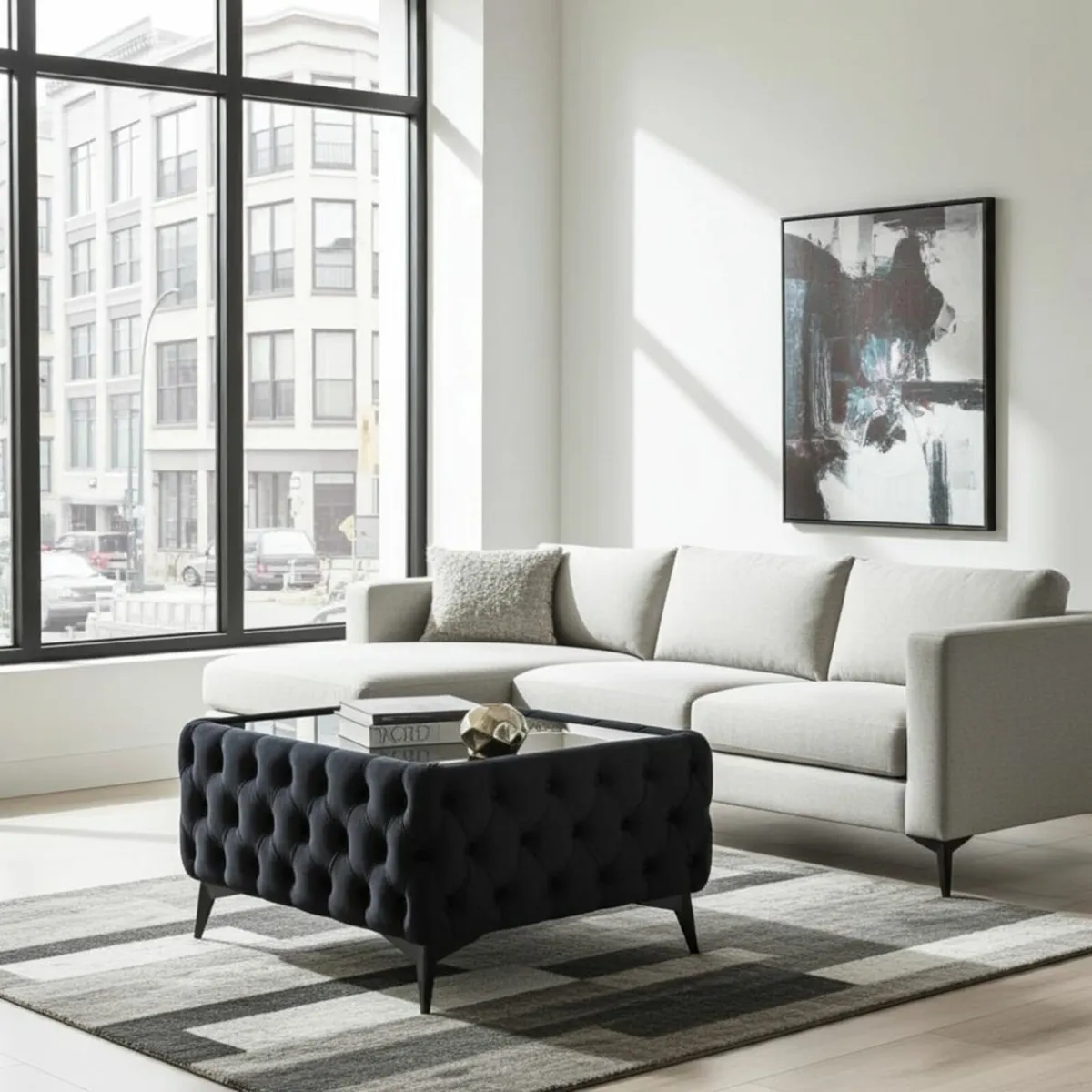 Coffee Table with Glass 63x63x45cm - Image 4