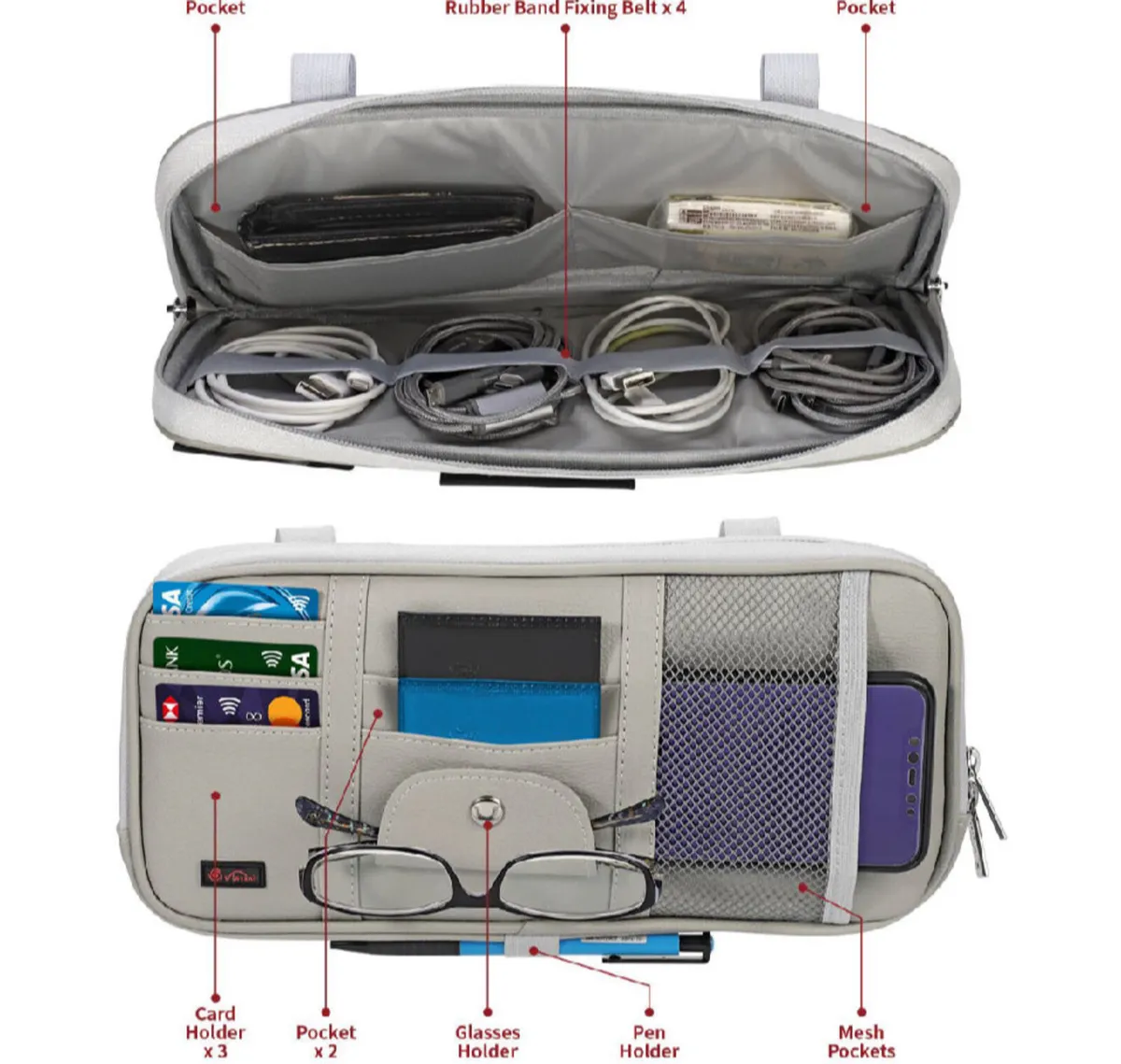 Sun Visor Multi-Pocket Pouch Organiser - Image 3