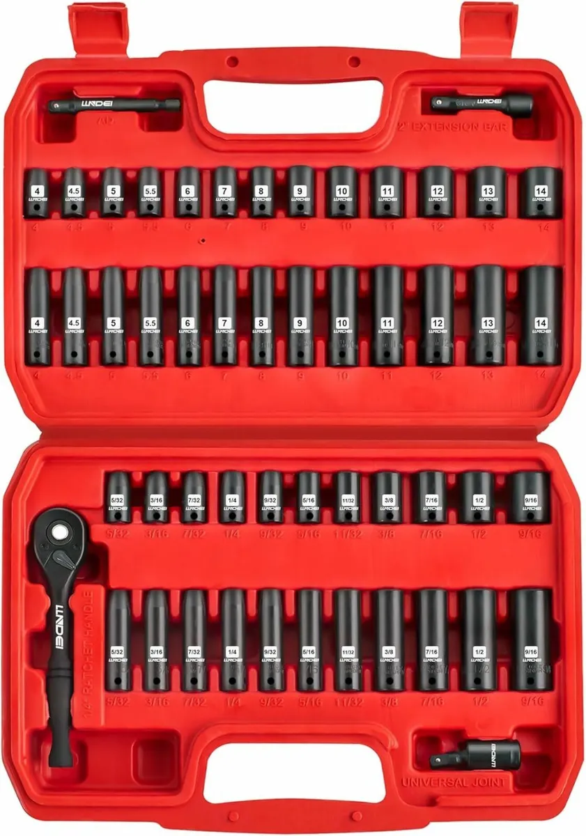 1/4-Inch Drive Impact Socket Set, 52 PCS Mechanic - Image 1
