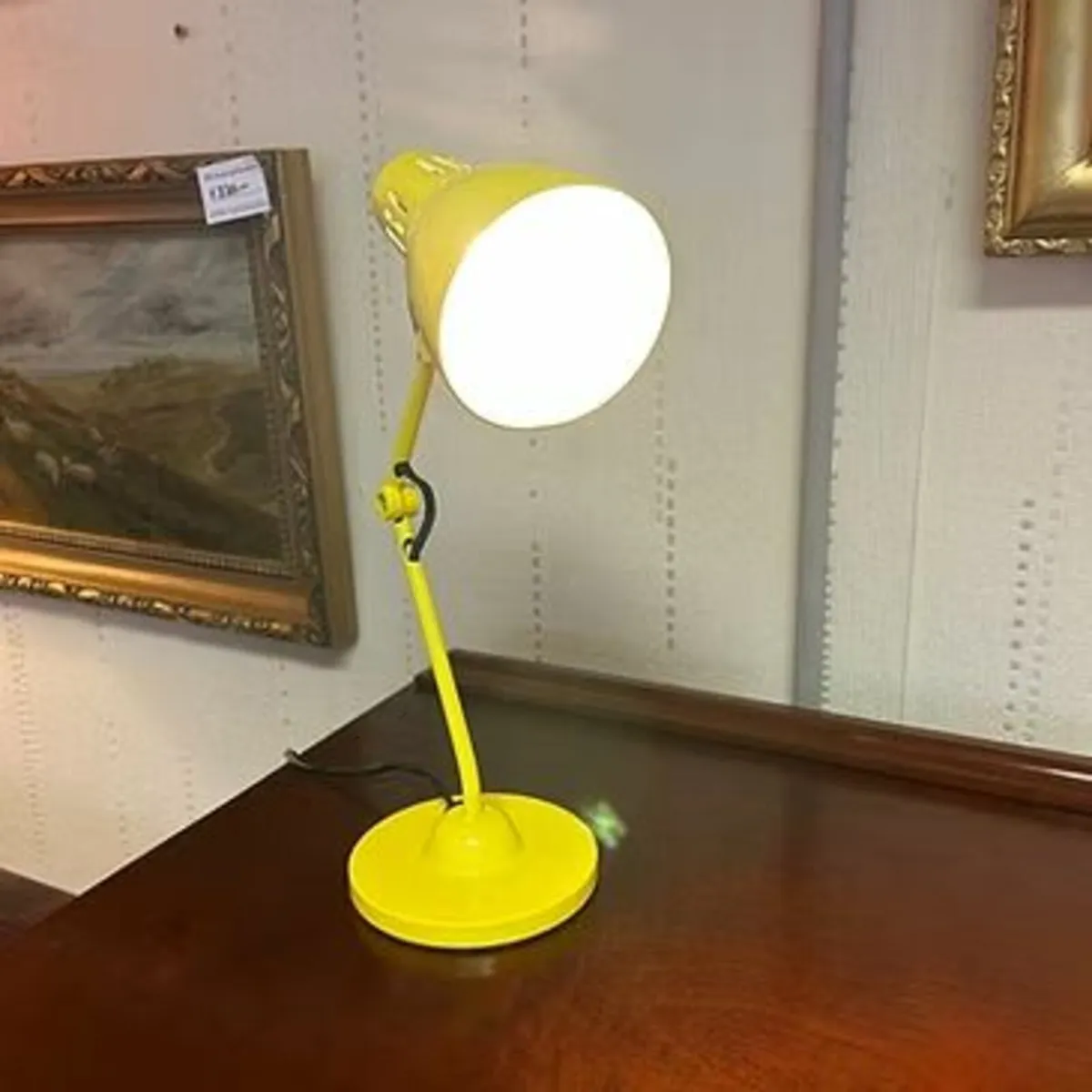 Vintage mid-century modern Tensor bright yellow de