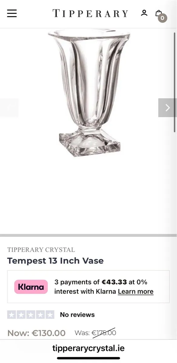Tipperary Crystal Tempest 13 inch Vase - Image 2