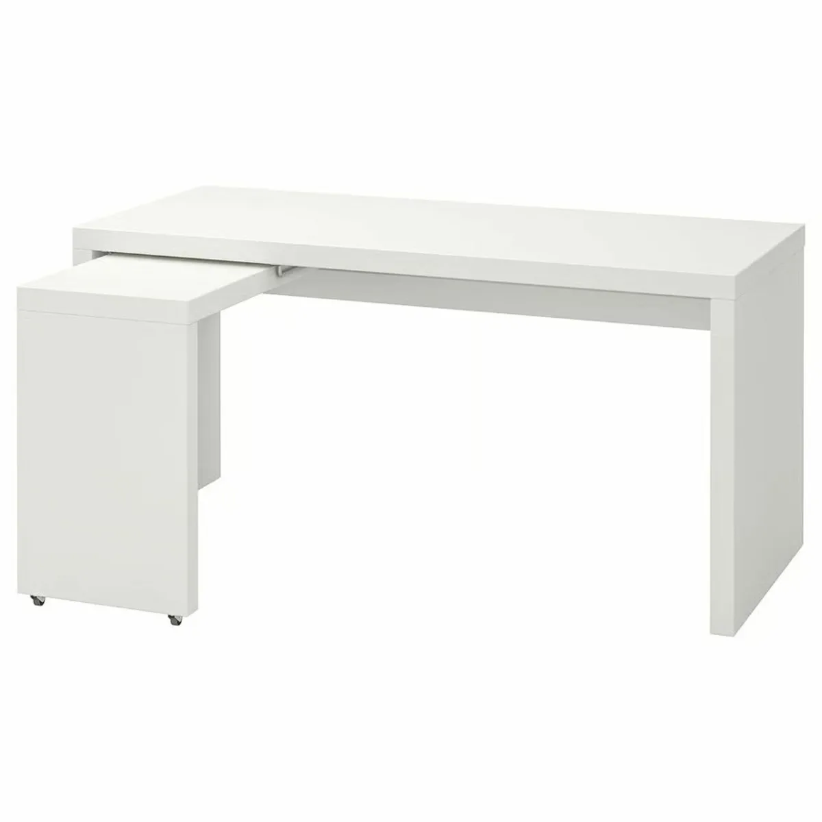 IKEA MALM desk with pull-out shelf, white, 151x65 - Image 1