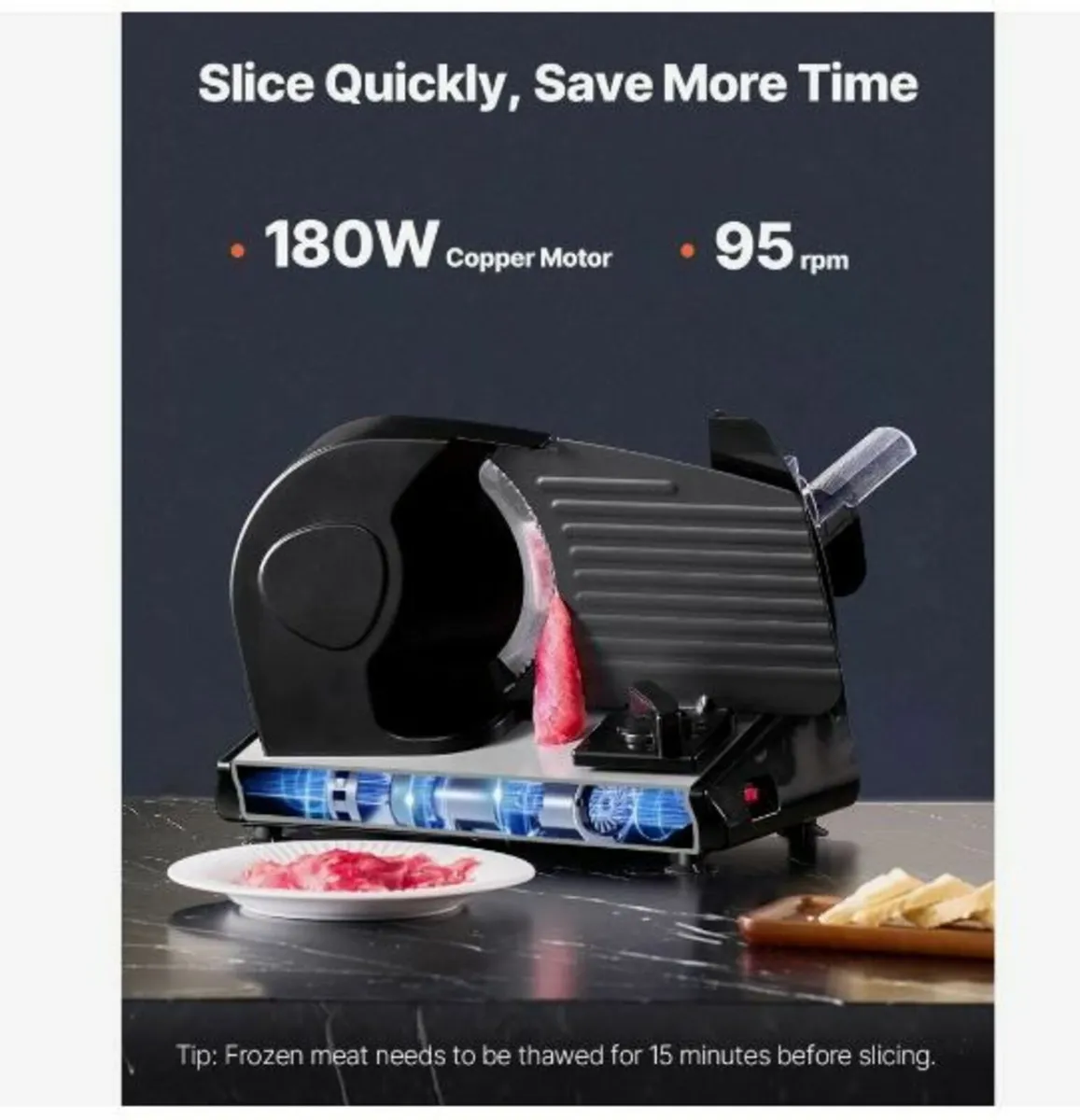 Meat Slicer, 7.5 inch Electric Deli Food Slicer - Image 3