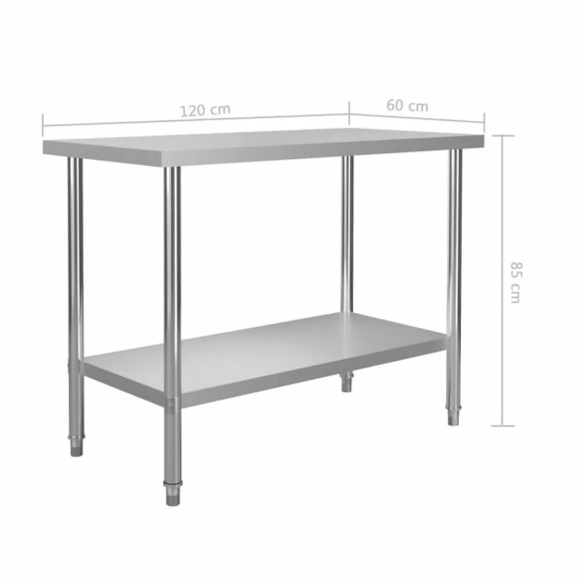 Kitchen Work Table with Overshelf 120x60x150 cm St - Image 3