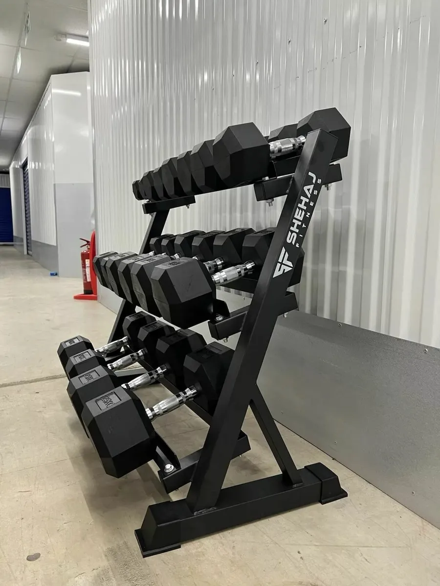 2.5-25kg Hex Dumbbell Set With 3 Tier Rack Stand - Image 3